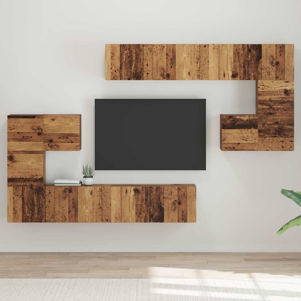 TV Eenheden Wandgemonteerd 4 pcs Oud Hout Bewerkt hout is nu te koop bij PeponiXL, paradijselijk wonen!