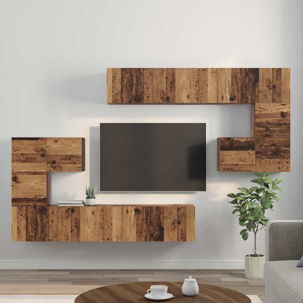TV Eenheden Wandgemonteerd 4 pcs Oud Hout Bewerkt hout is nu te koop bij PeponiXL, paradijselijk wonen!
