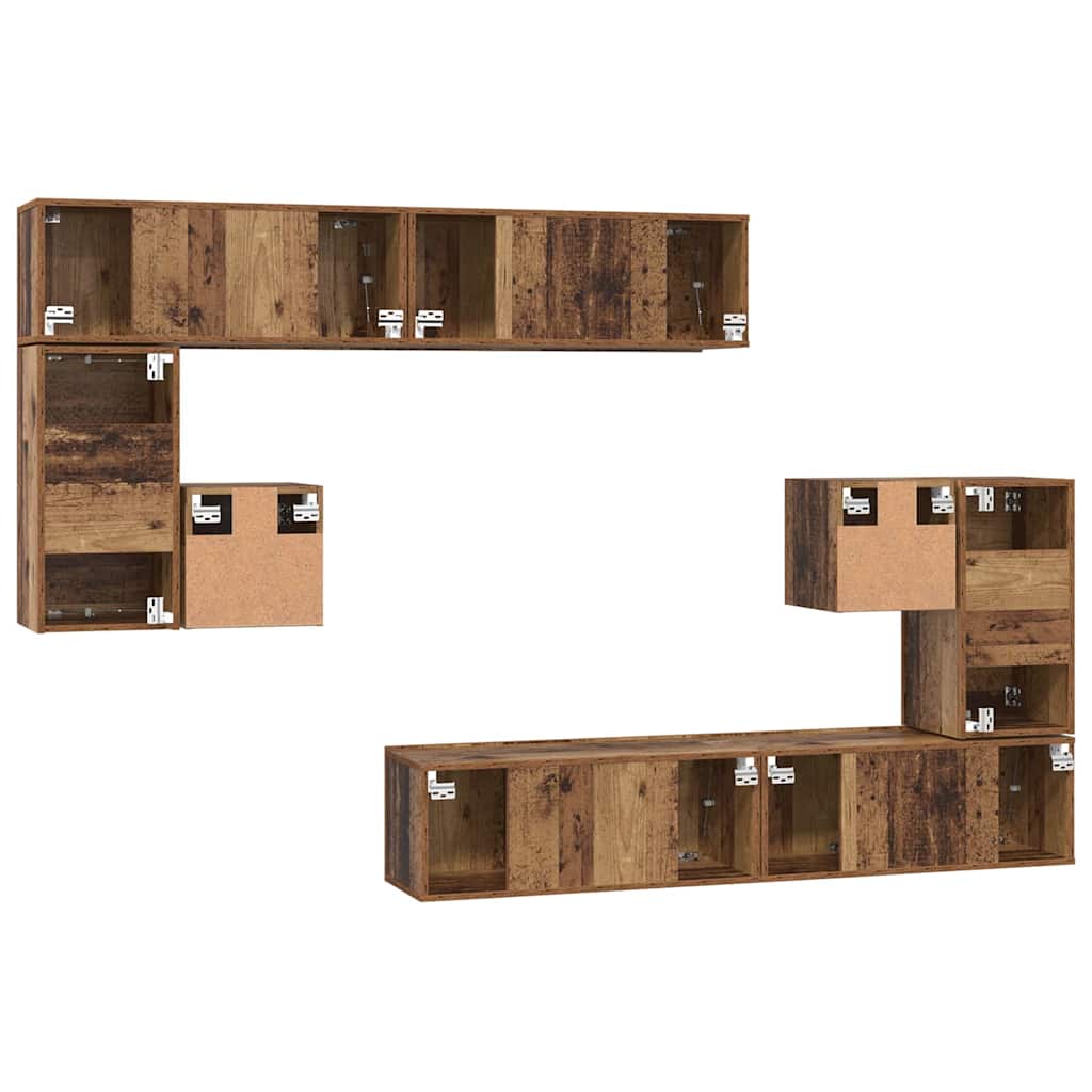 TV Eenheden Wandgemonteerd 4 pcs Oud Hout Bewerkt hout is nu te koop bij PeponiXL, paradijselijk wonen!
