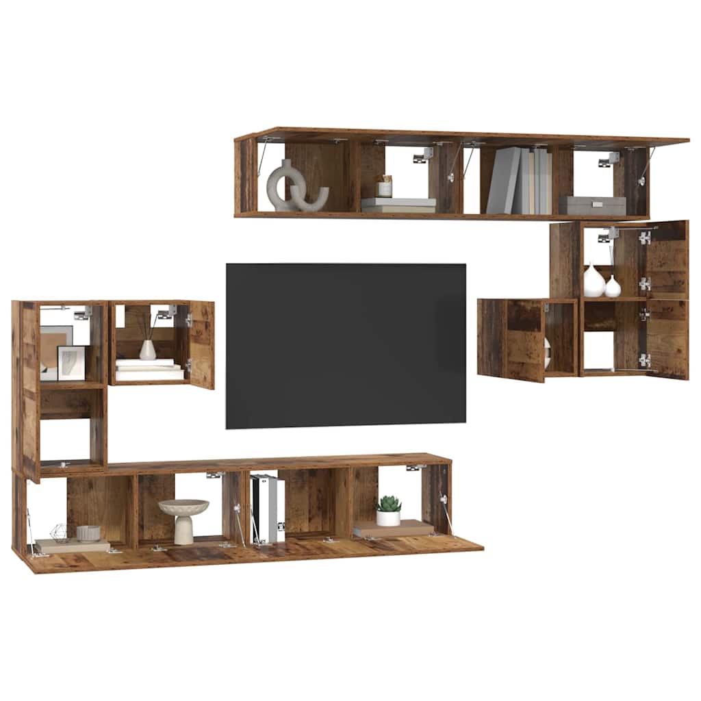 TV Eenheden Wandgemonteerd 4 pcs Oud Hout Bewerkt hout is nu te koop bij PeponiXL, paradijselijk wonen!
