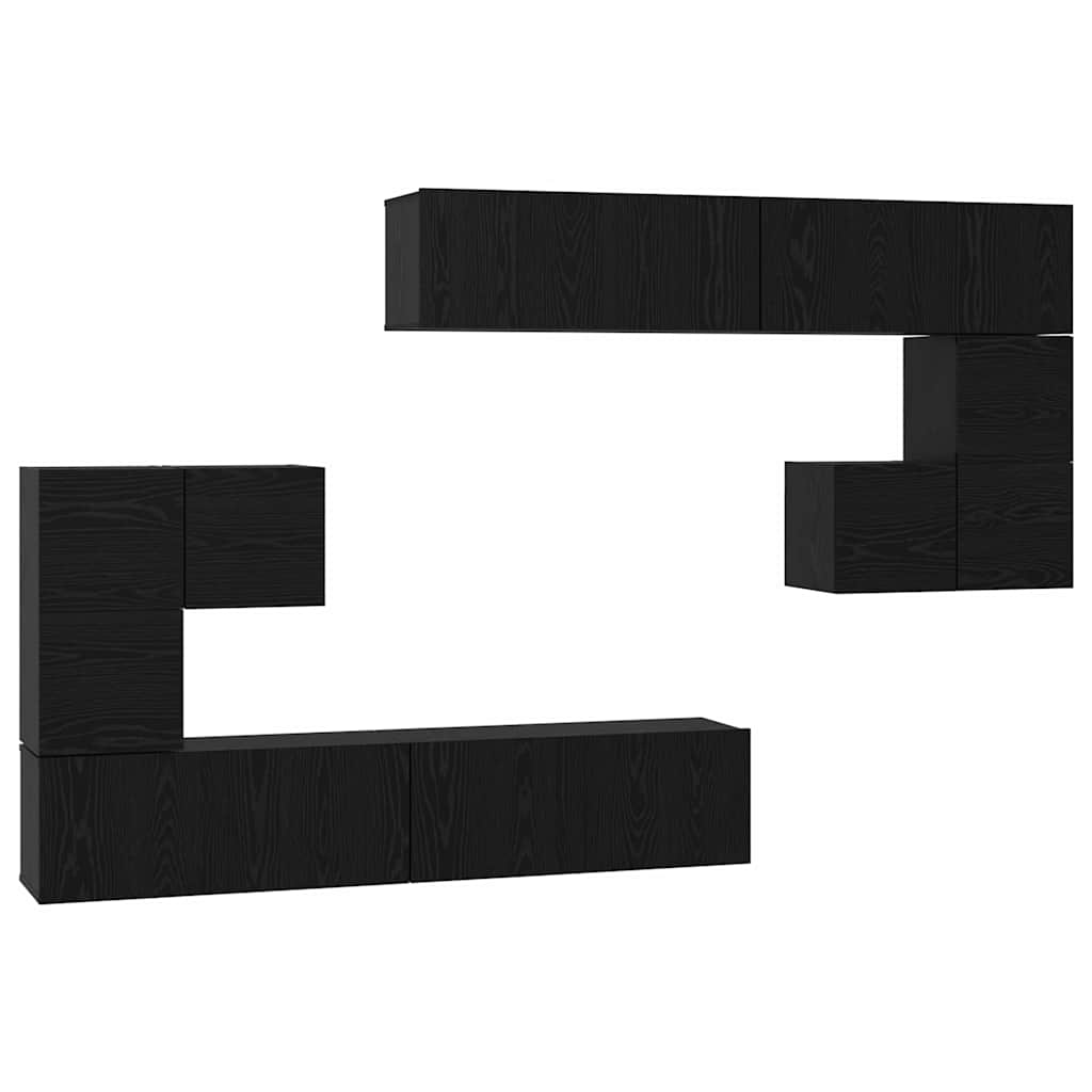 TV Eenheden Wandgemonteerd 4 pcs Zwart Eiken Bewerkt hout is nu te koop bij PeponiXL, paradijselijk wonen!