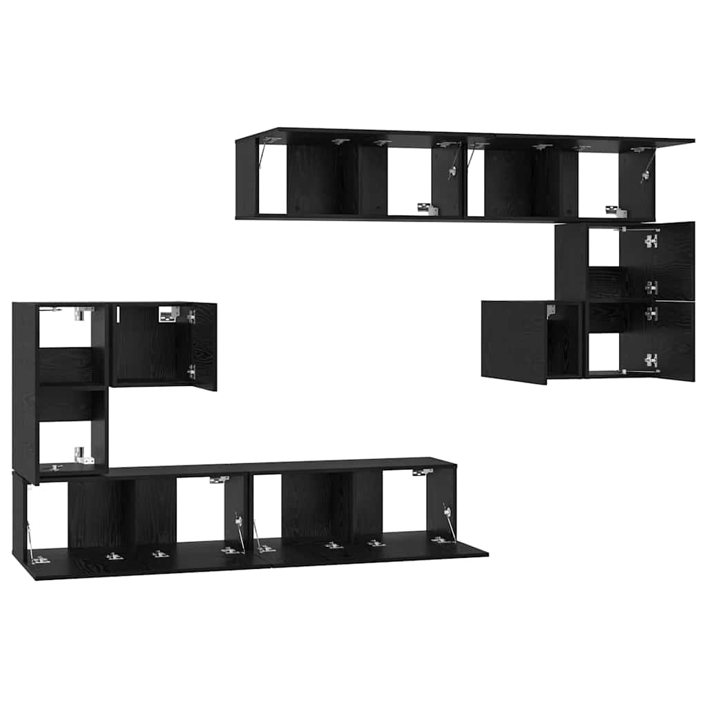 TV Eenheden Wandgemonteerd 4 pcs Zwart Eiken Bewerkt hout is nu te koop bij PeponiXL, paradijselijk wonen!