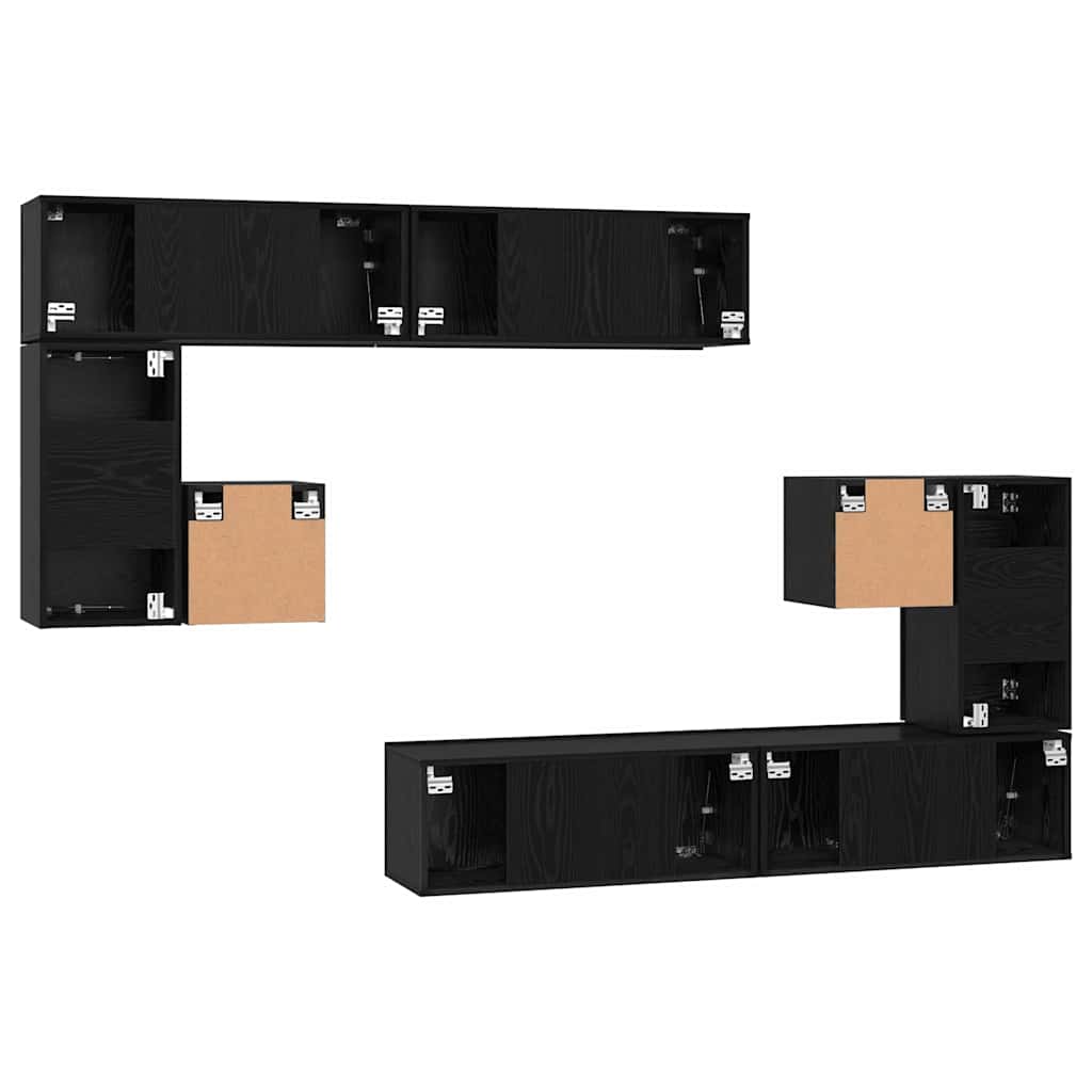 TV Eenheden Wandgemonteerd 4 pcs Zwart Eiken Bewerkt hout is nu te koop bij PeponiXL, paradijselijk wonen!