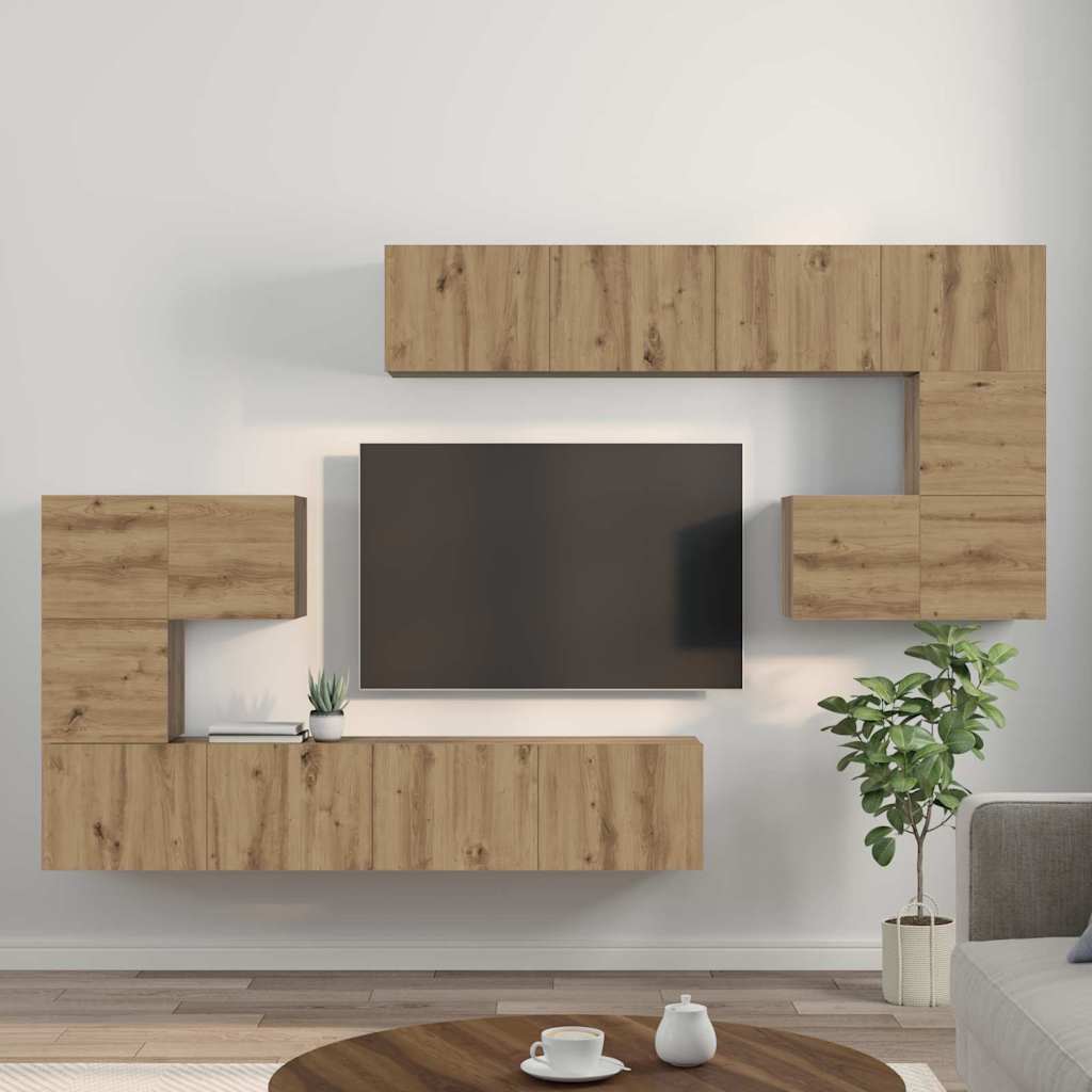 TV Eenheden Wandgemonteerd 4 pcs Artisan Eiken Bewerkt hout is nu te koop bij PeponiXL, paradijselijk wonen!
