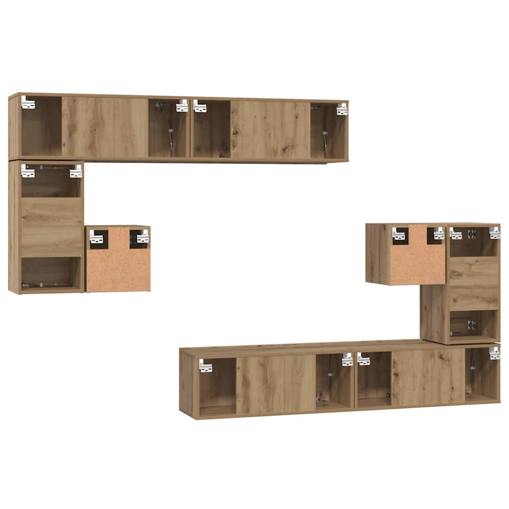 TV Eenheden Wandgemonteerd 4 pcs Artisan Eiken Bewerkt hout is nu te koop bij PeponiXL, paradijselijk wonen!