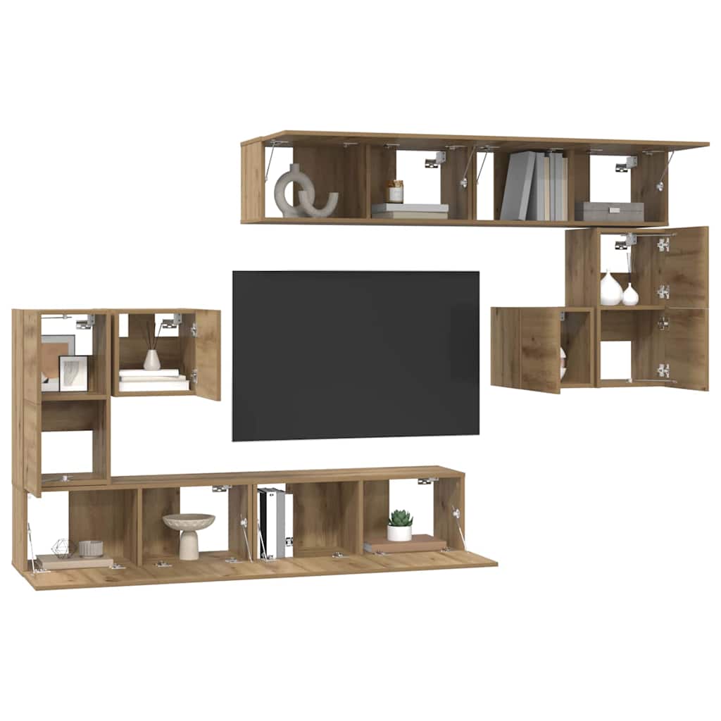 TV Eenheden Wandgemonteerd 4 pcs Artisan Eiken Bewerkt hout is nu te koop bij PeponiXL, paradijselijk wonen!