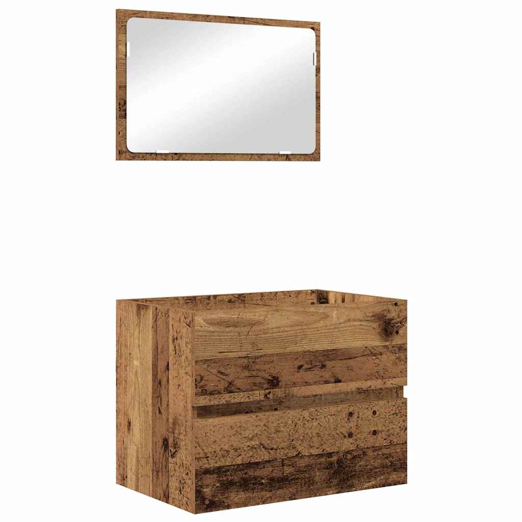 Badkamermeubelset met lade 3 pcs Oud Hout Bewerkt hout is nu te koop bij PeponiXL, paradijselijk wonen!