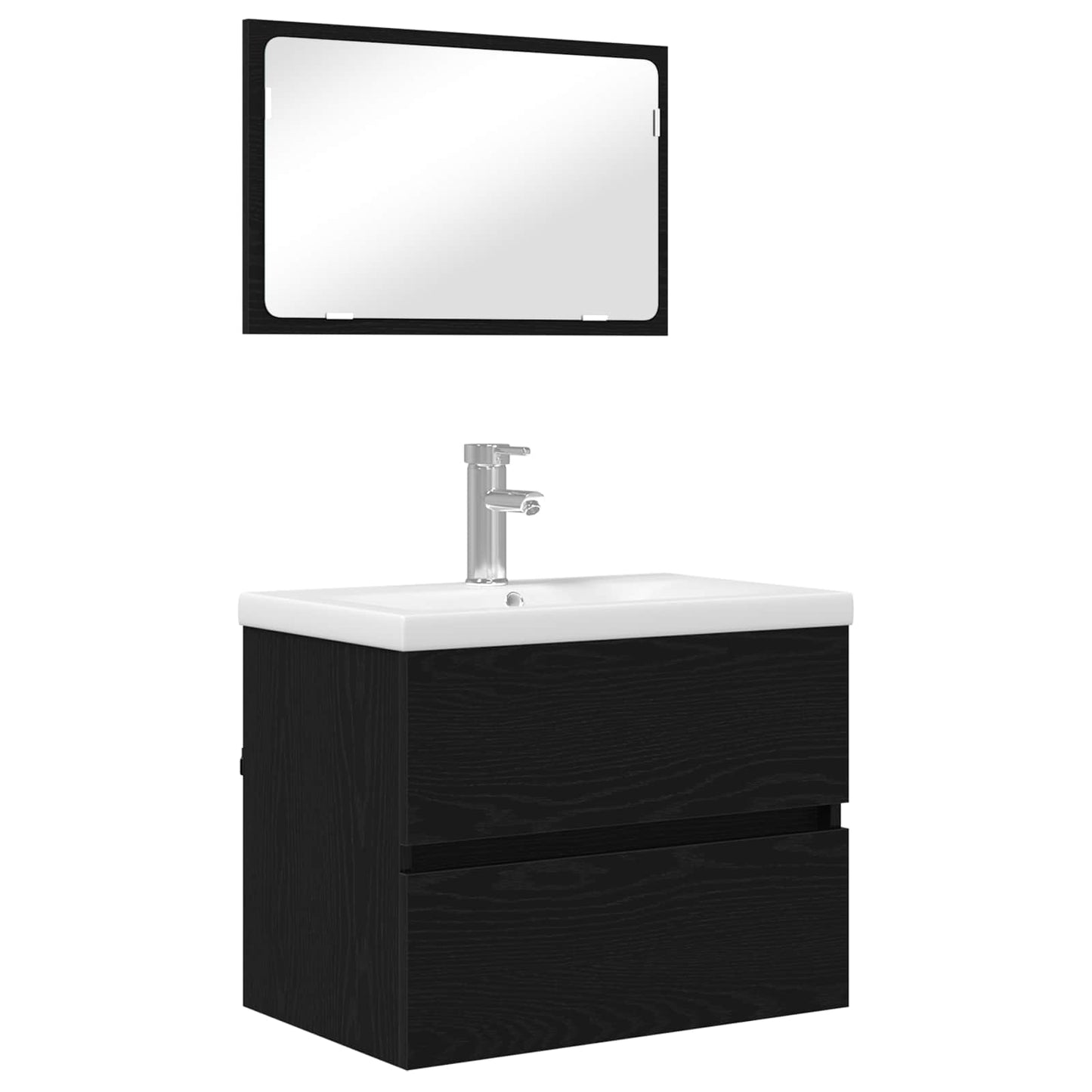 Badkamermeubelset met lade 3 pcs Zwart Eiken Bewerkt hout is nu te koop bij PeponiXL, paradijselijk wonen!