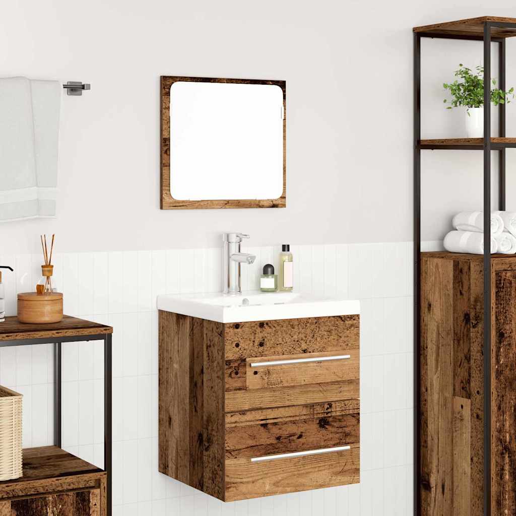 Badkamermeubelset met lade 2 pcs Oud Hout Bewerkt hout is nu te koop bij PeponiXL, paradijselijk wonen!