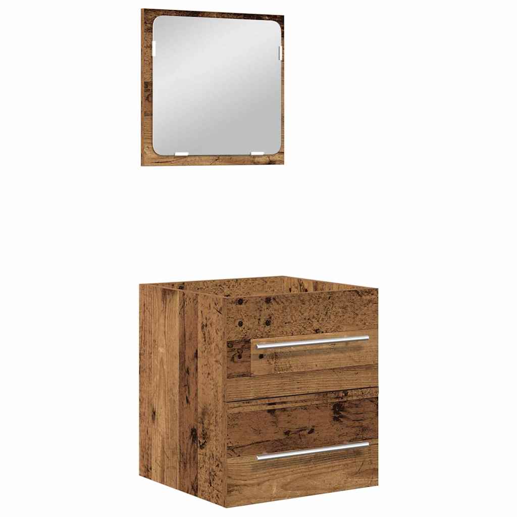 Badkamermeubelset met lade 2 pcs Oud Hout Bewerkt hout is nu te koop bij PeponiXL, paradijselijk wonen!