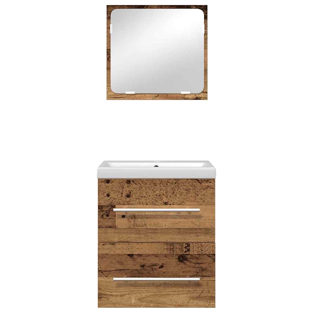 Badkamermeubelset met lade 2 pcs Oud Hout Bewerkt hout is nu te koop bij PeponiXL, paradijselijk wonen!