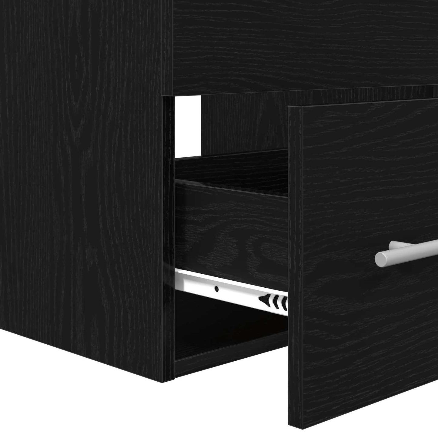 Badkamermeubelset met lade 2 pcs Zwart Eiken Bewerkt hout is nu te koop bij PeponiXL, paradijselijk wonen!