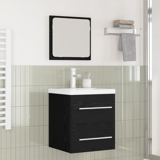Badkamermeubelset met lade 2 pcs Zwart Eiken Bewerkt hout is nu te koop bij PeponiXL, paradijselijk wonen!
