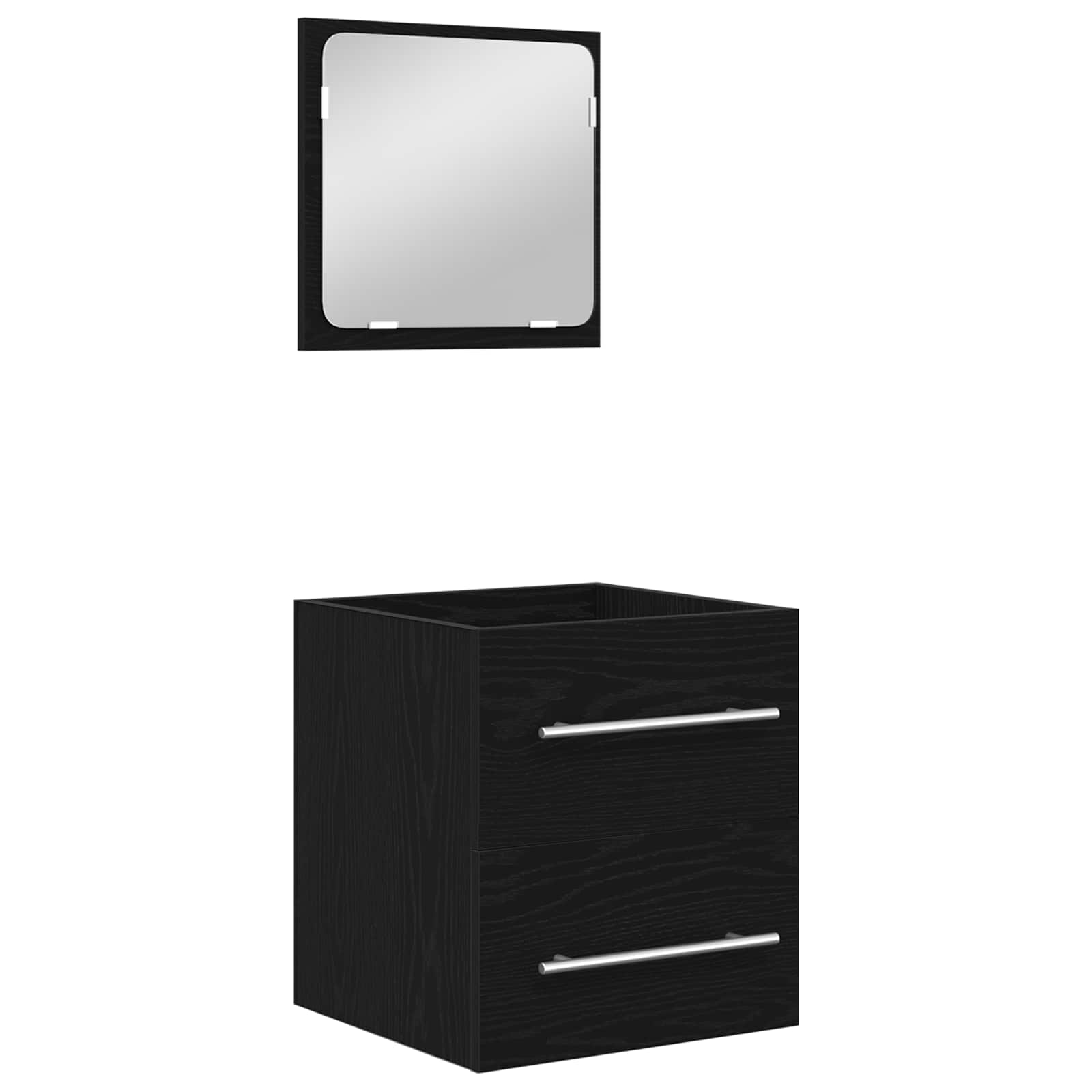 Badkamermeubelset met lade 2 pcs Zwart Eiken Bewerkt hout is nu te koop bij PeponiXL, paradijselijk wonen!