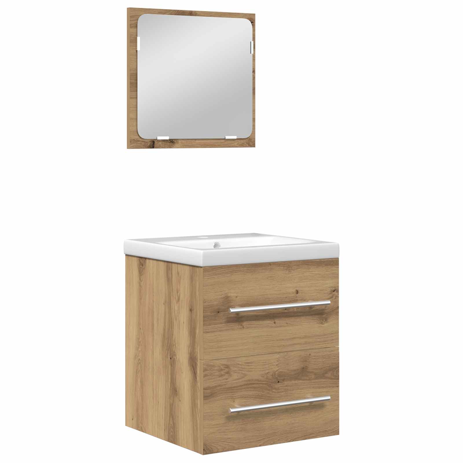 Badkamermeubelset met lade 2 pcs Artisan Eiken Bewerkt hout is nu te koop bij PeponiXL, paradijselijk wonen!
