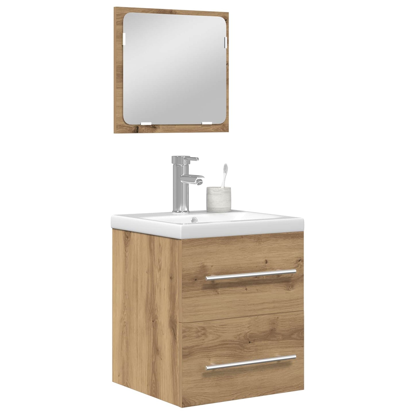 Badkamermeubelset met lade 2 pcs Artisan Eiken Bewerkt hout is nu te koop bij PeponiXL, paradijselijk wonen!