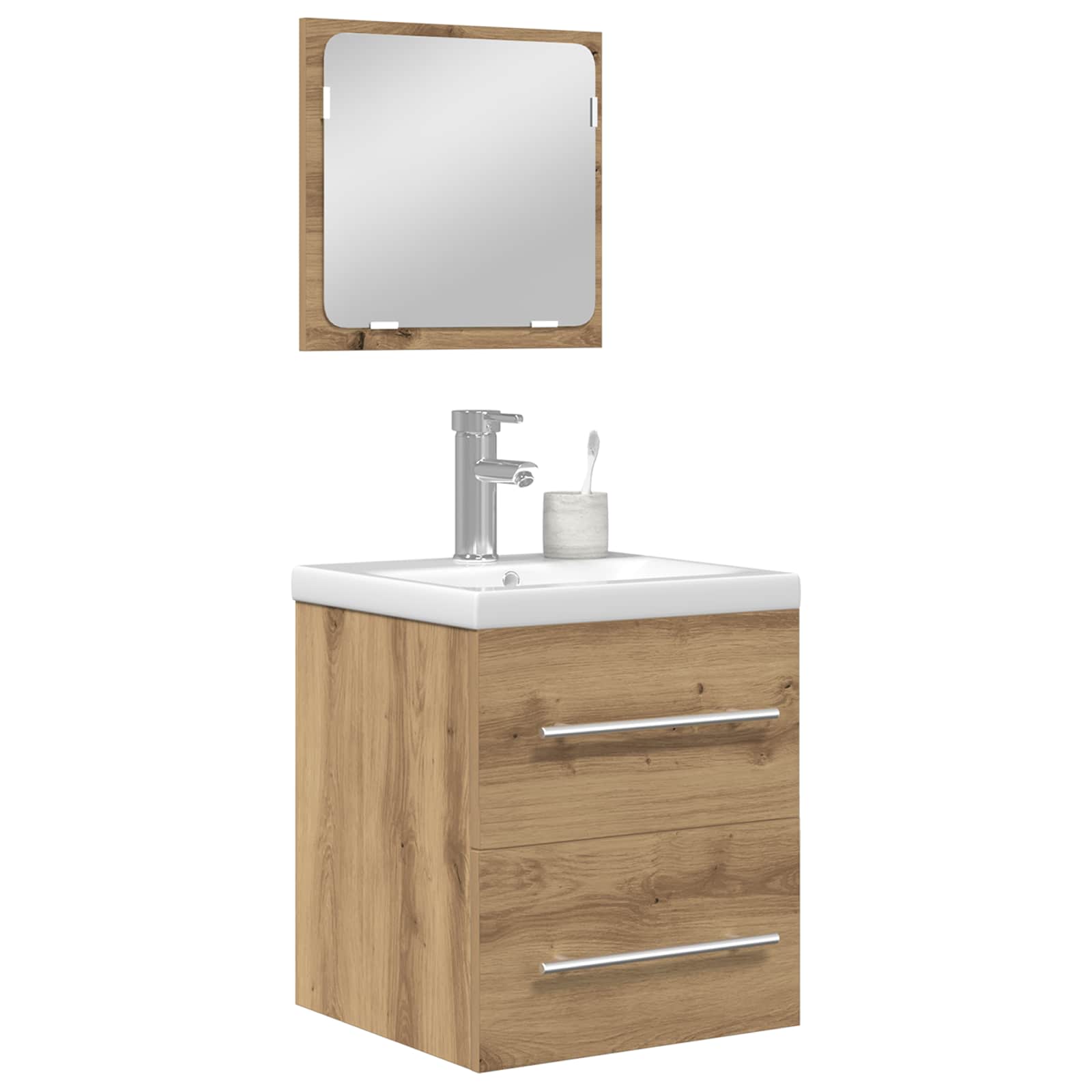 Badkamermeubelset met lade 2 pcs Artisan Eiken Bewerkt hout is nu te koop bij PeponiXL, paradijselijk wonen!