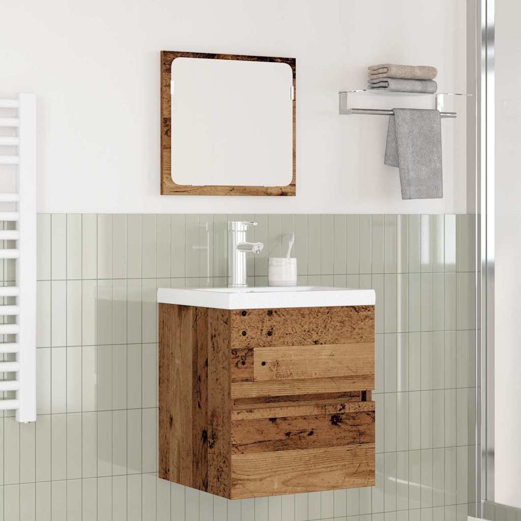 Badkamermeubelset met lade 2 pcs Oude Hout en Wit Bewerkt hout is nu te koop bij PeponiXL, paradijselijk wonen!