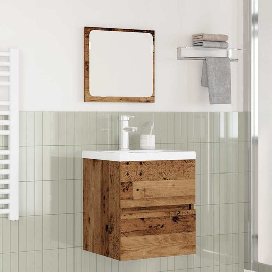 Badkamermeubelset met lade 2 pcs Oude Hout en Wit Bewerkt hout is nu te koop bij PeponiXL, paradijselijk wonen!