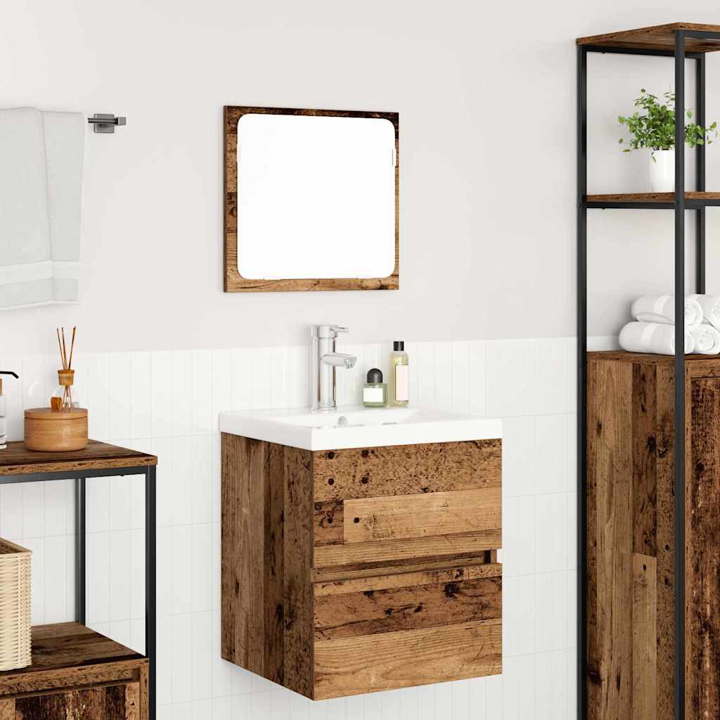 Badkamermeubelset met lade 2 pcs Oude Hout en Wit Bewerkt hout is nu te koop bij PeponiXL, paradijselijk wonen!