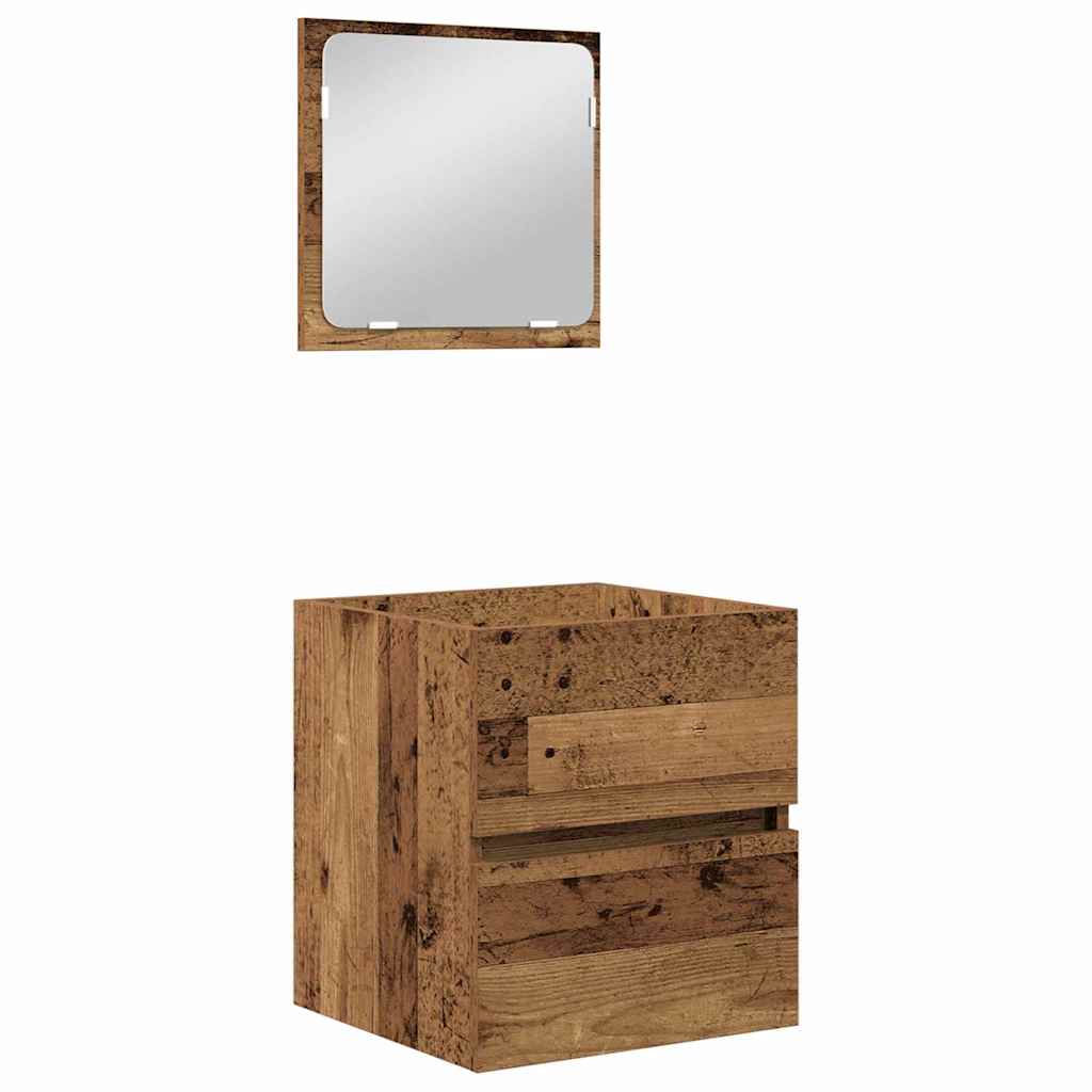 Badkamermeubelset met lade 2 pcs Oude Hout en Wit Bewerkt hout is nu te koop bij PeponiXL, paradijselijk wonen!