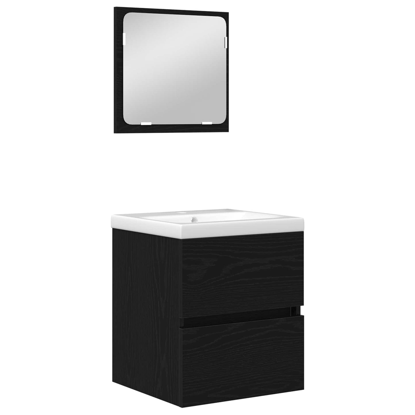 Badkamermeubelset met lade 2 pcs Zwarte Eik en Wit Bewerkt hout is nu te koop bij PeponiXL, paradijselijk wonen!