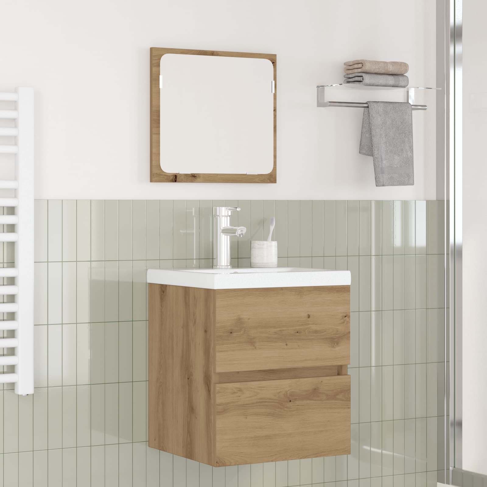 Badkamermeubelset 2 pcs Ambachtelijke Eik en Wit Bewerkt hout is nu te koop bij PeponiXL, paradijselijk wonen!