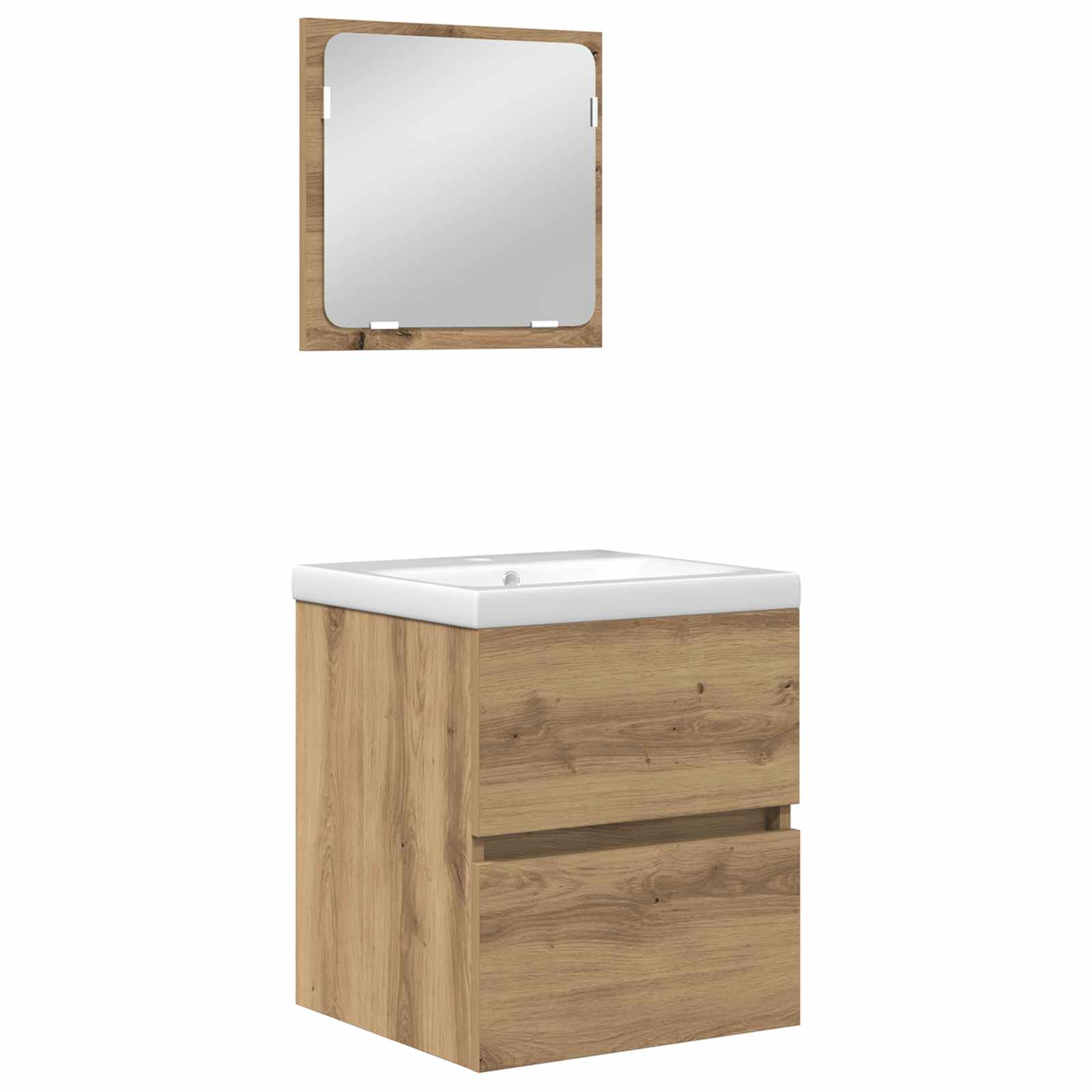 Badkamermeubelset 2 pcs Ambachtelijke Eik en Wit Bewerkt hout is nu te koop bij PeponiXL, paradijselijk wonen!