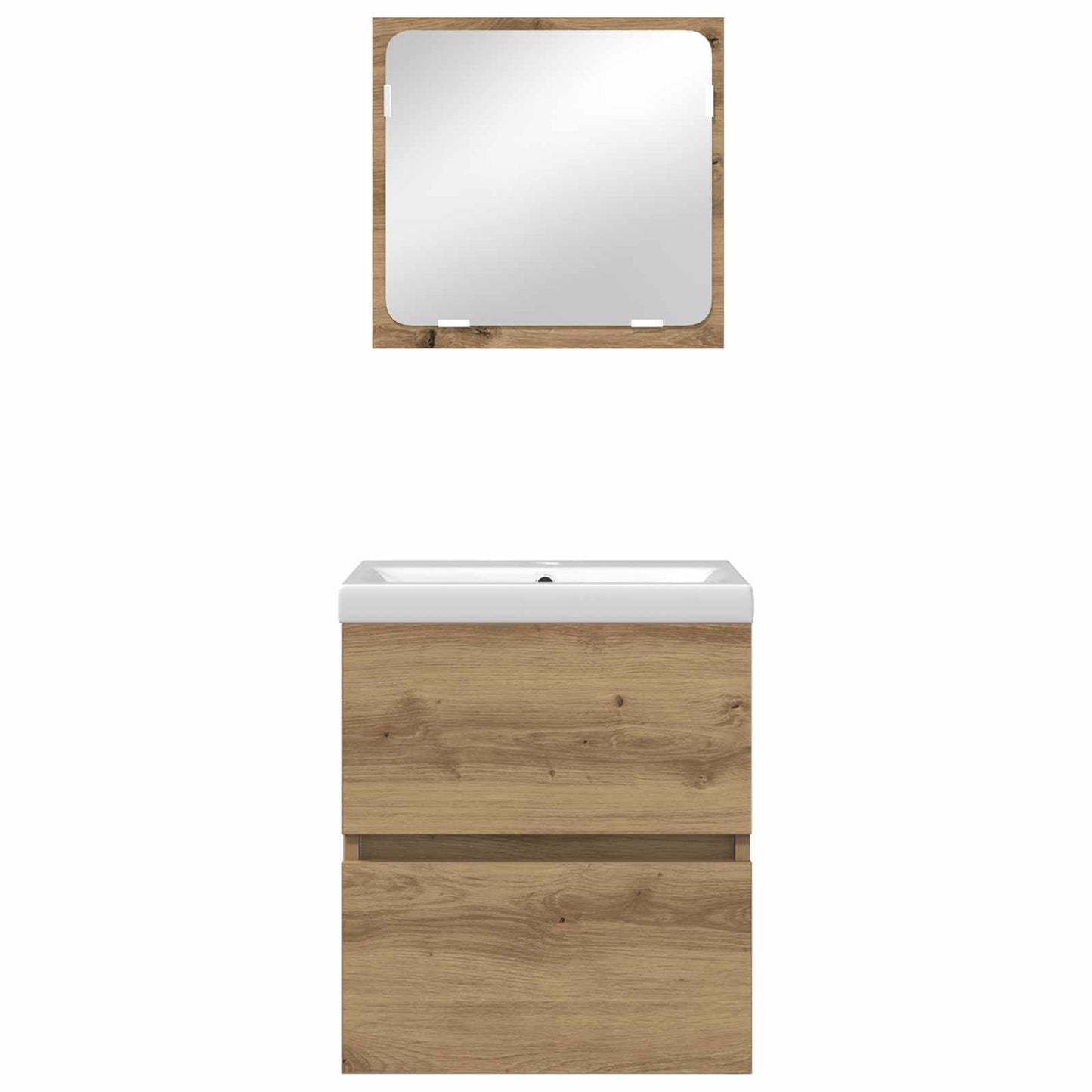 Badkamermeubelset 2 pcs Ambachtelijke Eik en Wit Bewerkt hout is nu te koop bij PeponiXL, paradijselijk wonen!