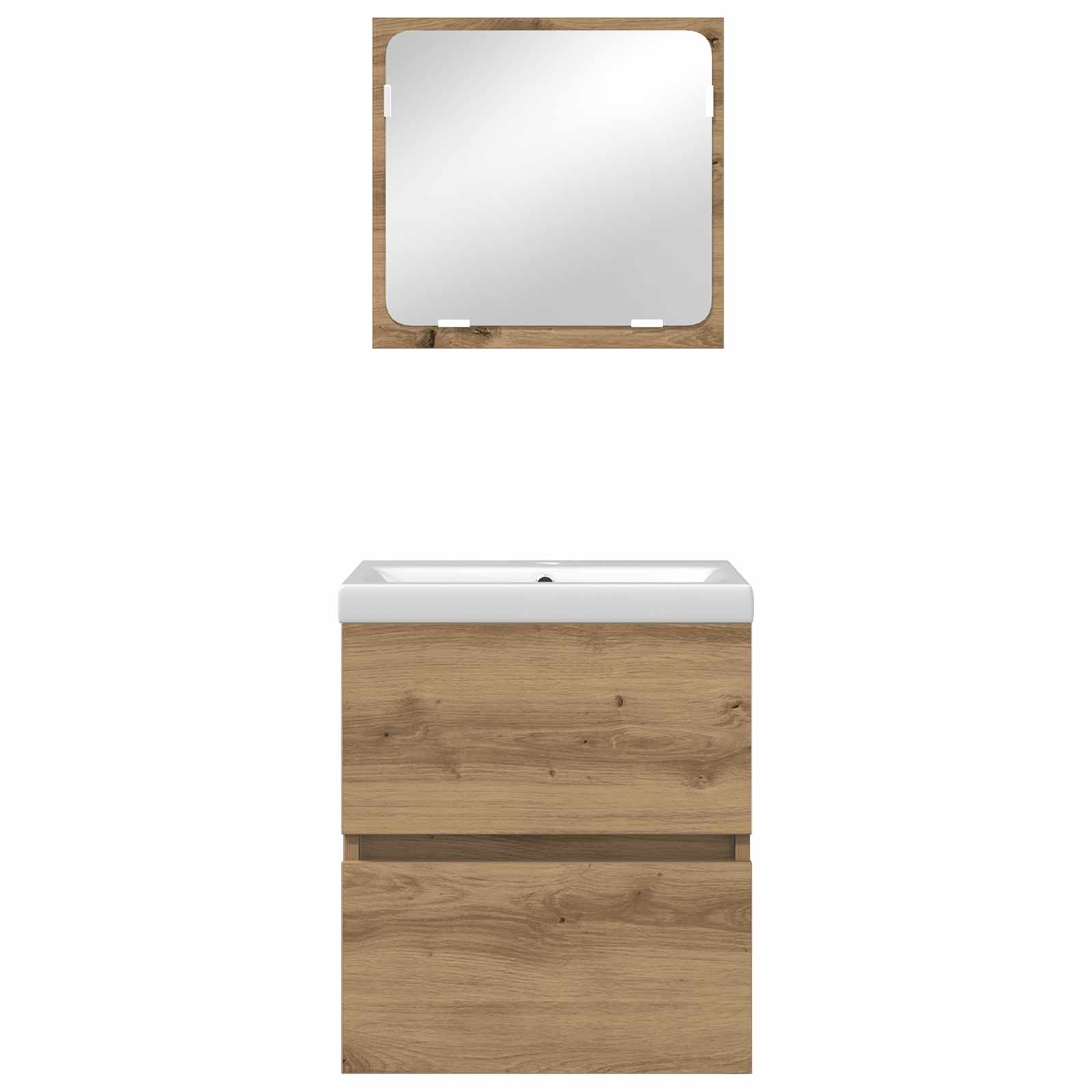 Badkamermeubelset 2 pcs Ambachtelijke Eik en Wit Bewerkt hout is nu te koop bij PeponiXL, paradijselijk wonen!