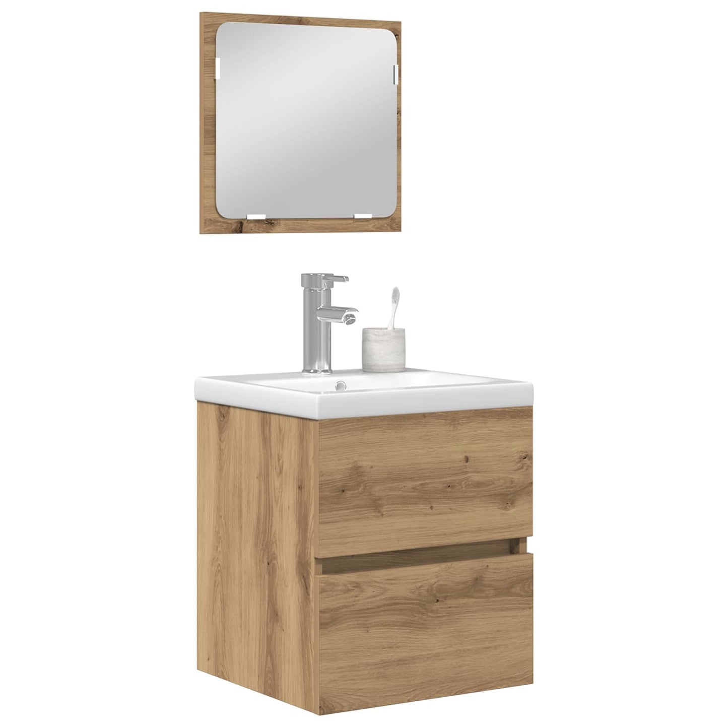 Badkamermeubelset 2 pcs Ambachtelijke Eik en Wit Bewerkt hout is nu te koop bij PeponiXL, paradijselijk wonen!