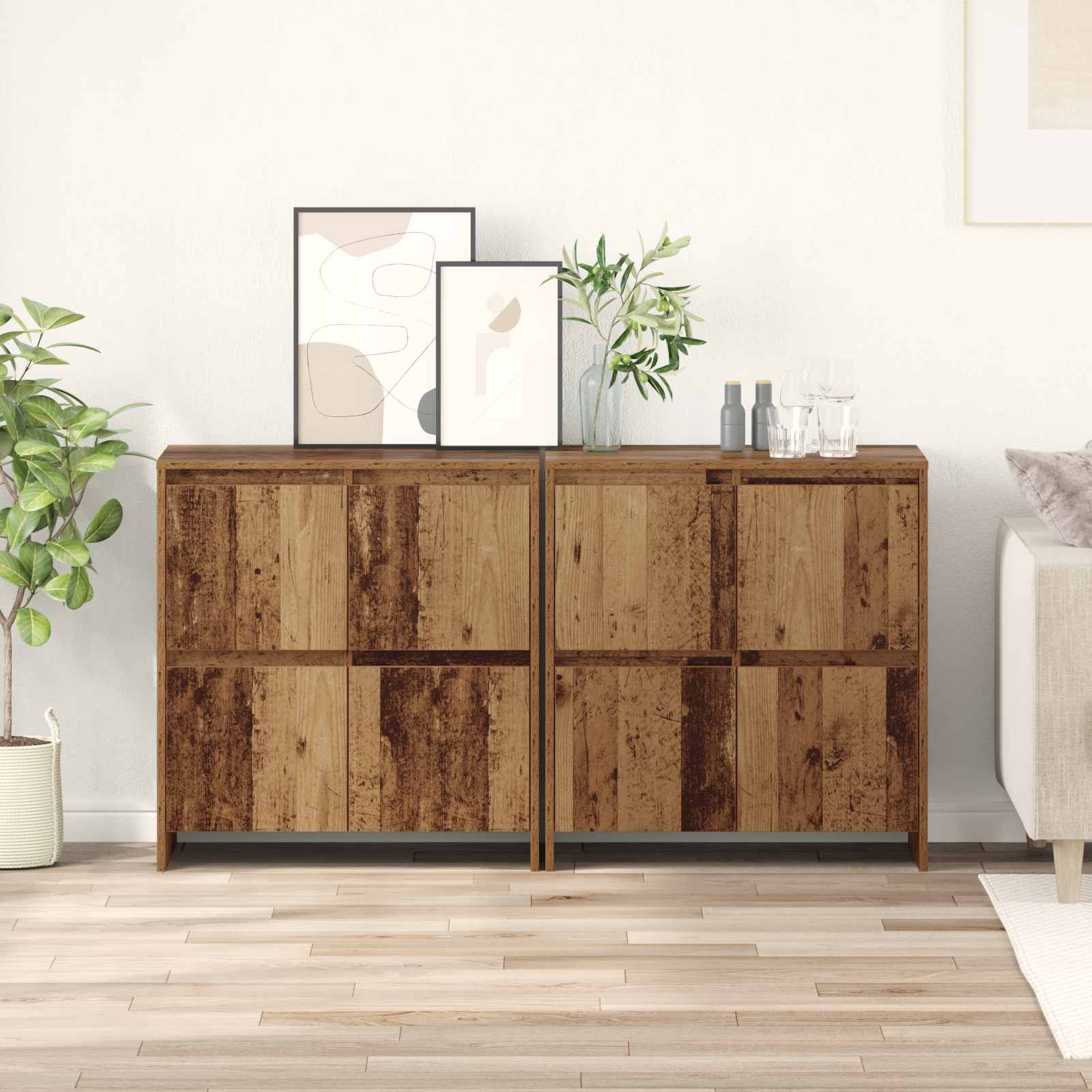 Dressoirs 2 pcs Oud hout 70 x 41 x 75 cm Bewerkt hout is nu te koop bij PeponiXL, paradijselijk wonen!