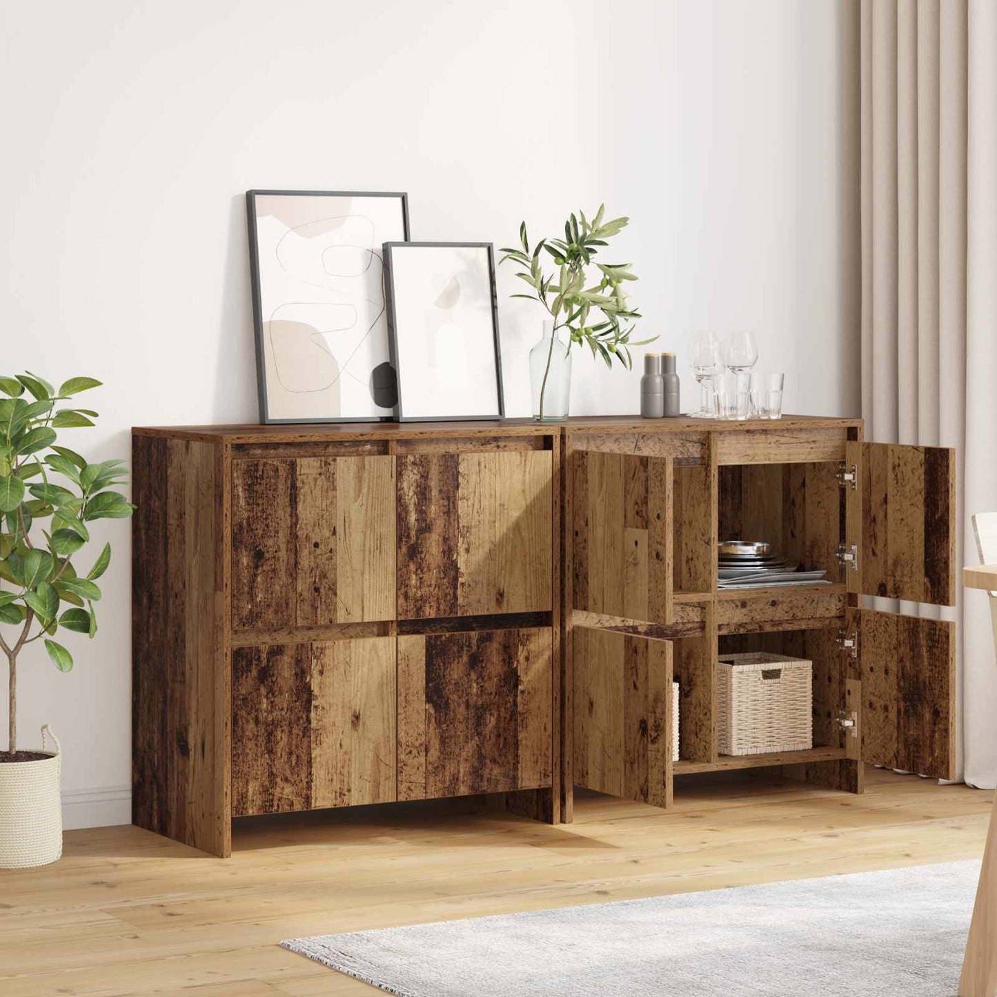 Dressoirs 2 pcs Oud hout 70 x 41 x 75 cm Bewerkt hout is nu te koop bij PeponiXL, paradijselijk wonen!