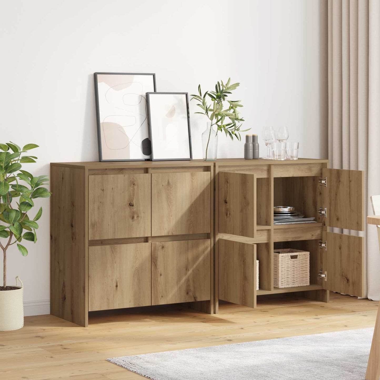 Dressoirs 2 pcs artisanaal eikenkleurig 70 x 41 x 75 cm is nu te koop bij PeponiXL, paradijselijk wonen!