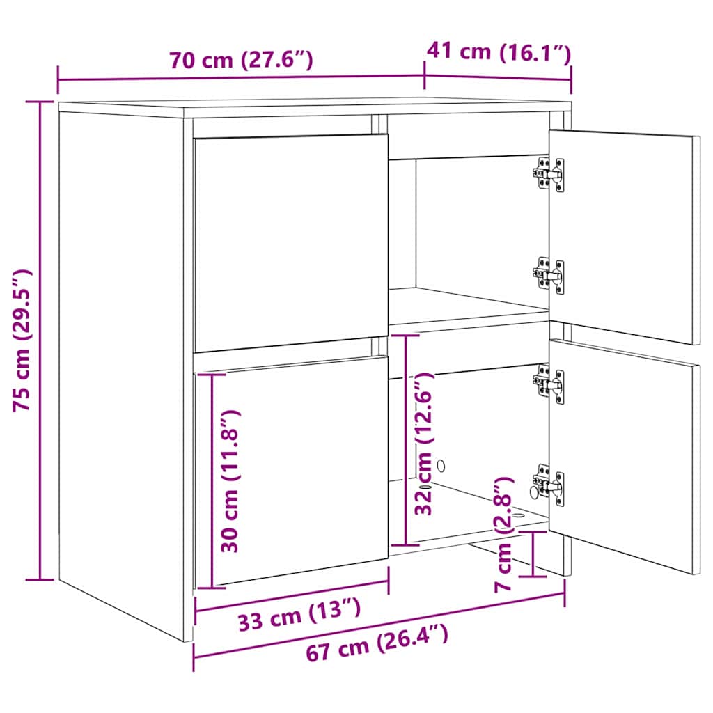 Dressoirs 2 pcs artisanaal eikenkleurig 70 x 41 x 75 cm is nu te koop bij PeponiXL, paradijselijk wonen!