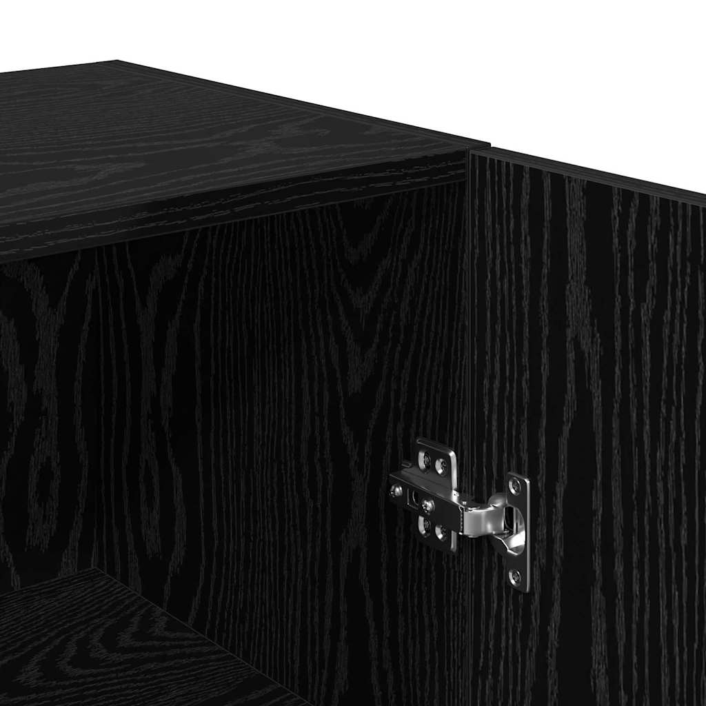 Tv-meubelset Wandgemonteerd Zwart Eiken Bewerkt hout is nu te koop bij PeponiXL, paradijselijk wonen!