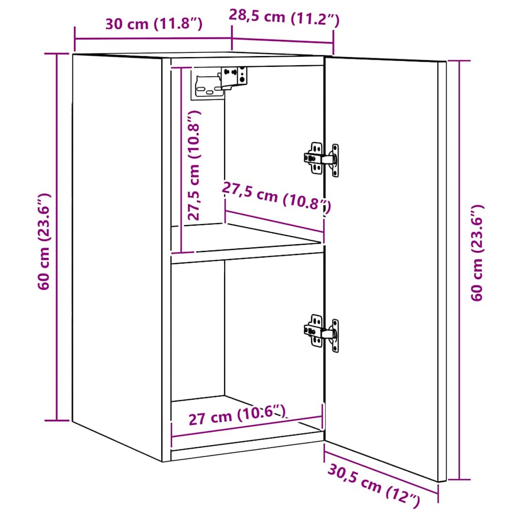 Tv-meubelset Wandgemonteerd Zwart Eiken Bewerkt hout is nu te koop bij PeponiXL, paradijselijk wonen!