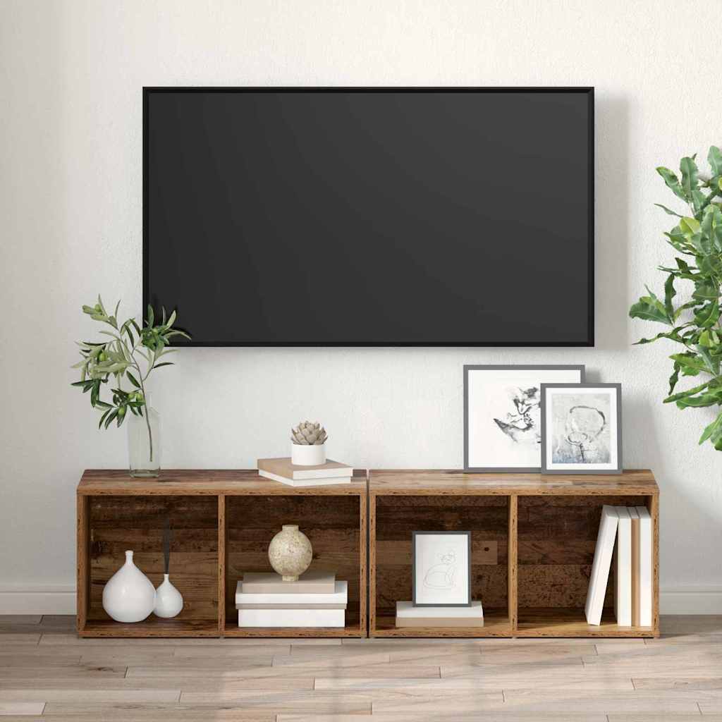 Tv-meubelset 2 pcs Oud Hout 37 x 35 x 72 cm Bewerkt hout is nu te koop bij PeponiXL, paradijselijk wonen!