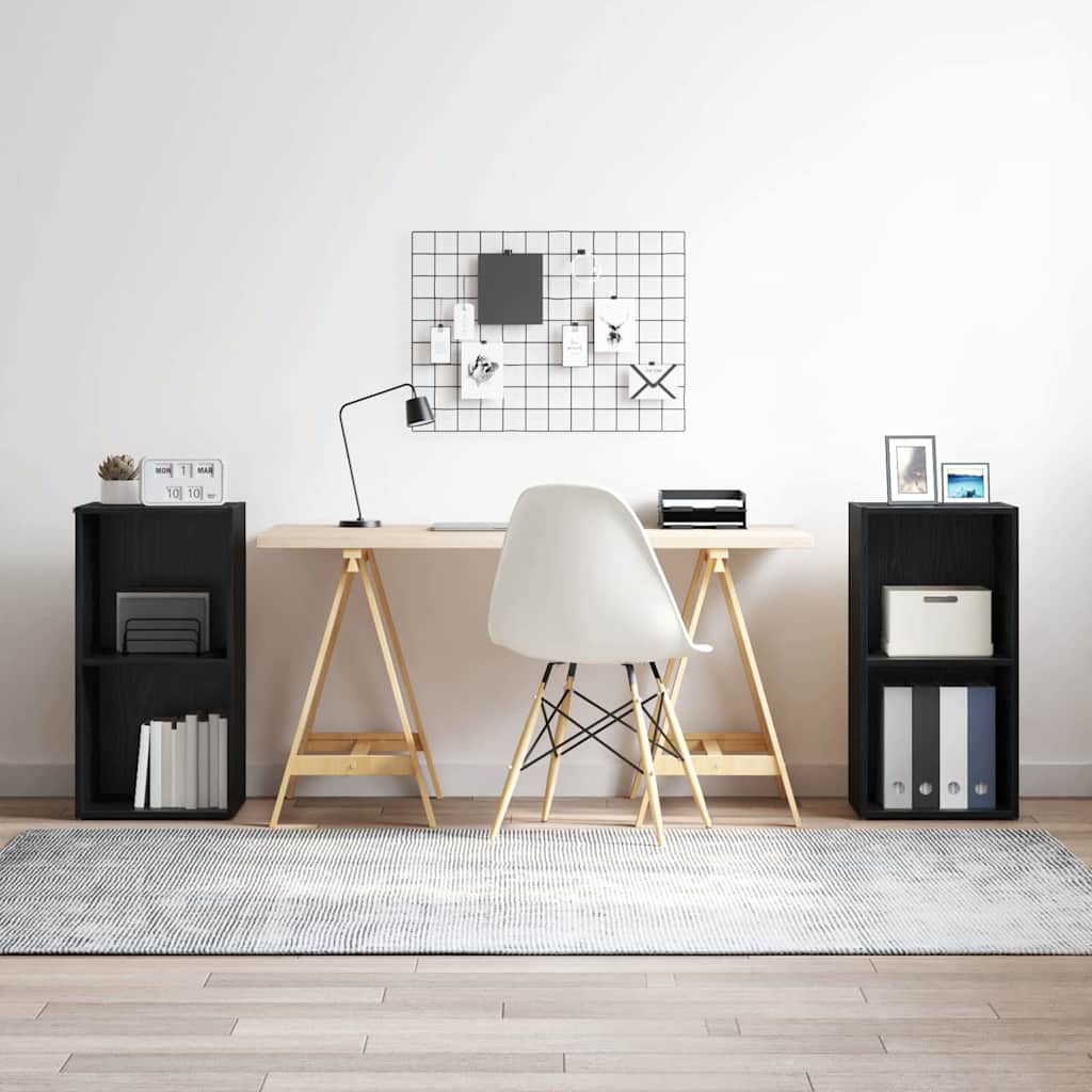 Tv-meubelset 2 pcs Zwart Eiken 37 x 35 x 72 cm Bewerkt hout is nu te koop bij PeponiXL, paradijselijk wonen!