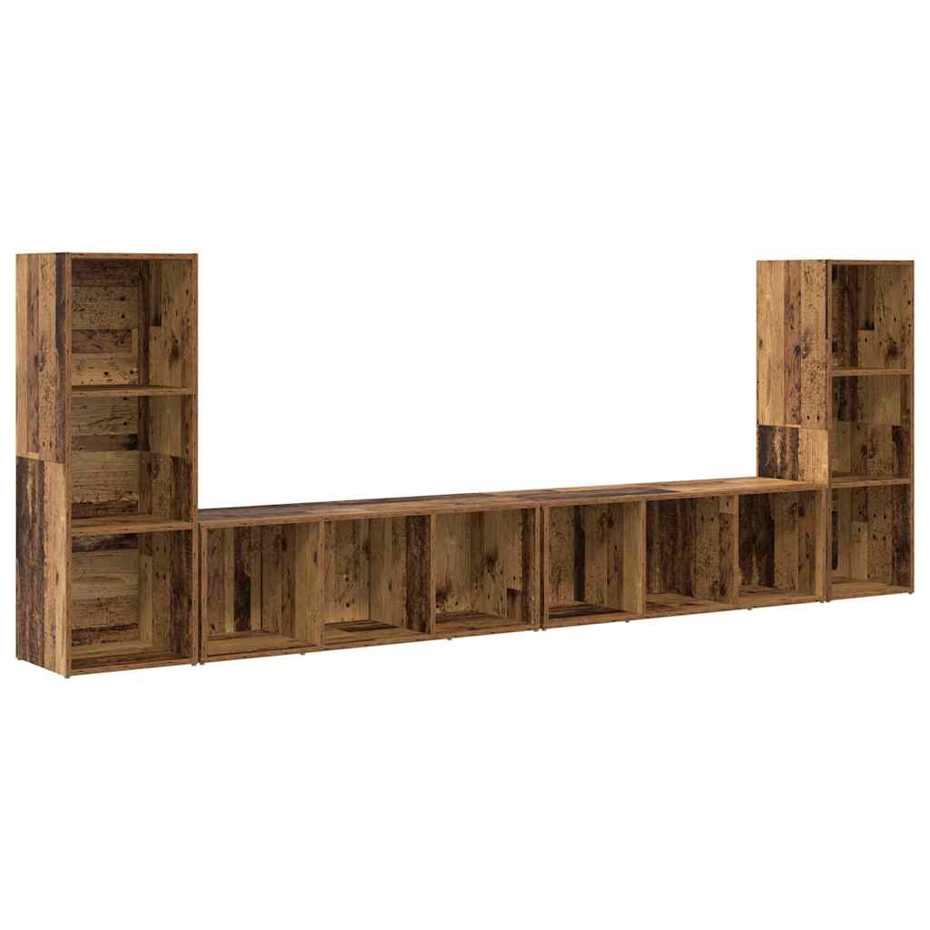 Tv-meubelset 4 pcs Oud Hout 37 x 35 x 107,5 cm Bewerkt hout is nu te koop bij PeponiXL, paradijselijk wonen!
