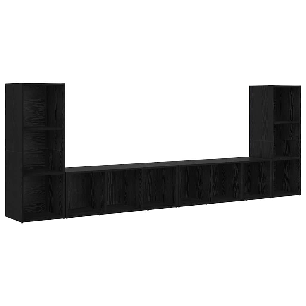 Tv-meubelset 4 pcs Zwart Eiken 37 x 35 x 107 cm Bewerkt hout is nu te koop bij PeponiXL, paradijselijk wonen!