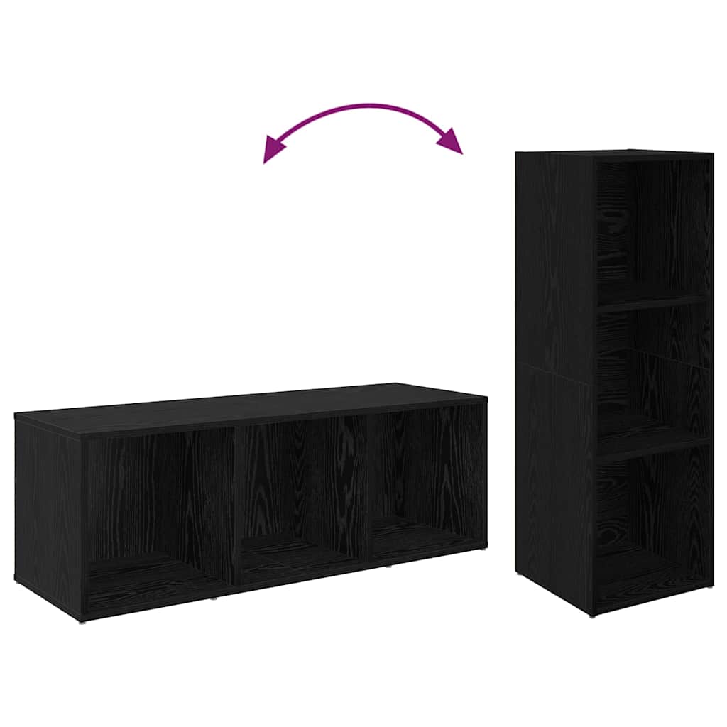 Tv-meubelset 4 pcs Zwart Eiken 37 x 35 x 107 cm Bewerkt hout is nu te koop bij PeponiXL, paradijselijk wonen!