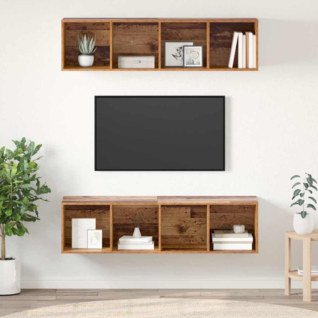 Tv-meubelset 2 pcs Oud Hout 37 x 37 x 142,5 cm Bewerkt hout is nu te koop bij PeponiXL, paradijselijk wonen!