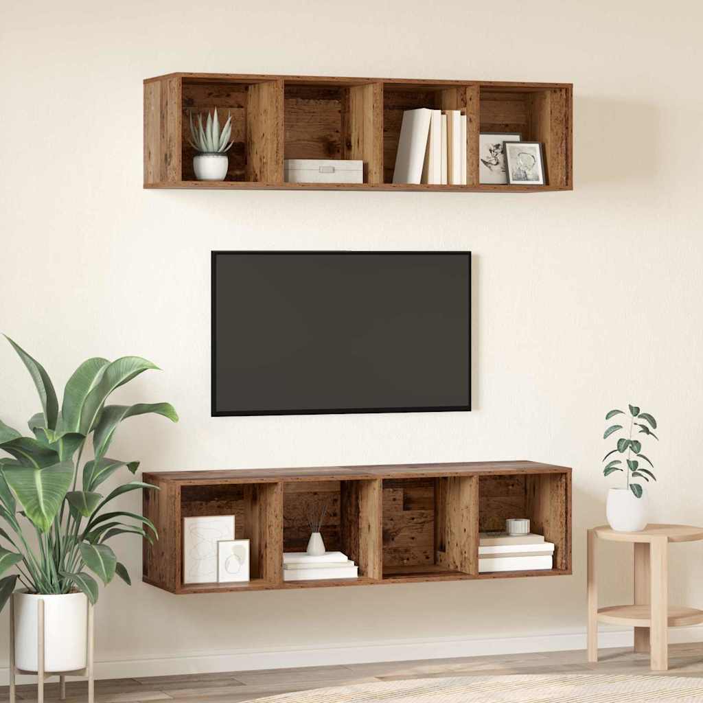 Tv-meubelset 2 pcs Oud Hout 37 x 37 x 142,5 cm Bewerkt hout is nu te koop bij PeponiXL, paradijselijk wonen!