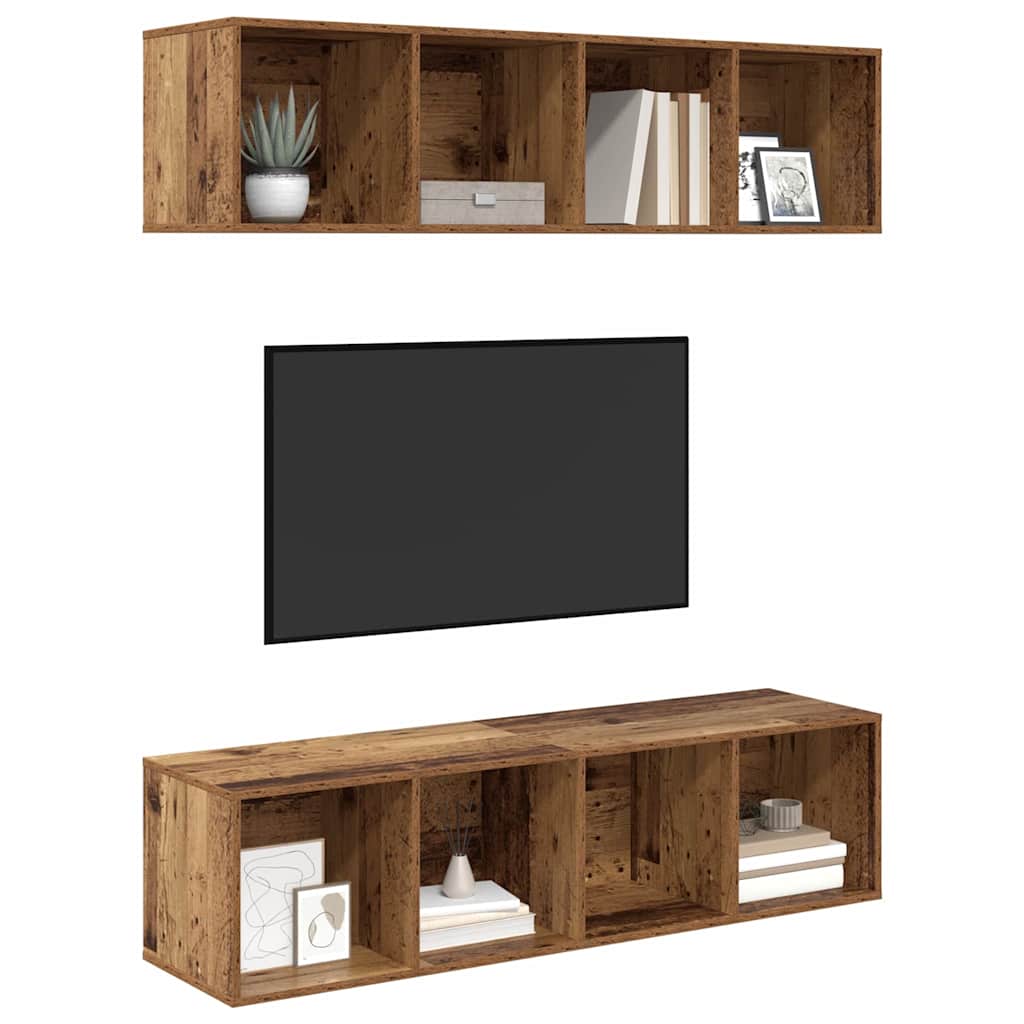 Tv-meubelset 2 pcs Oud Hout 37 x 37 x 142,5 cm Bewerkt hout is nu te koop bij PeponiXL, paradijselijk wonen!