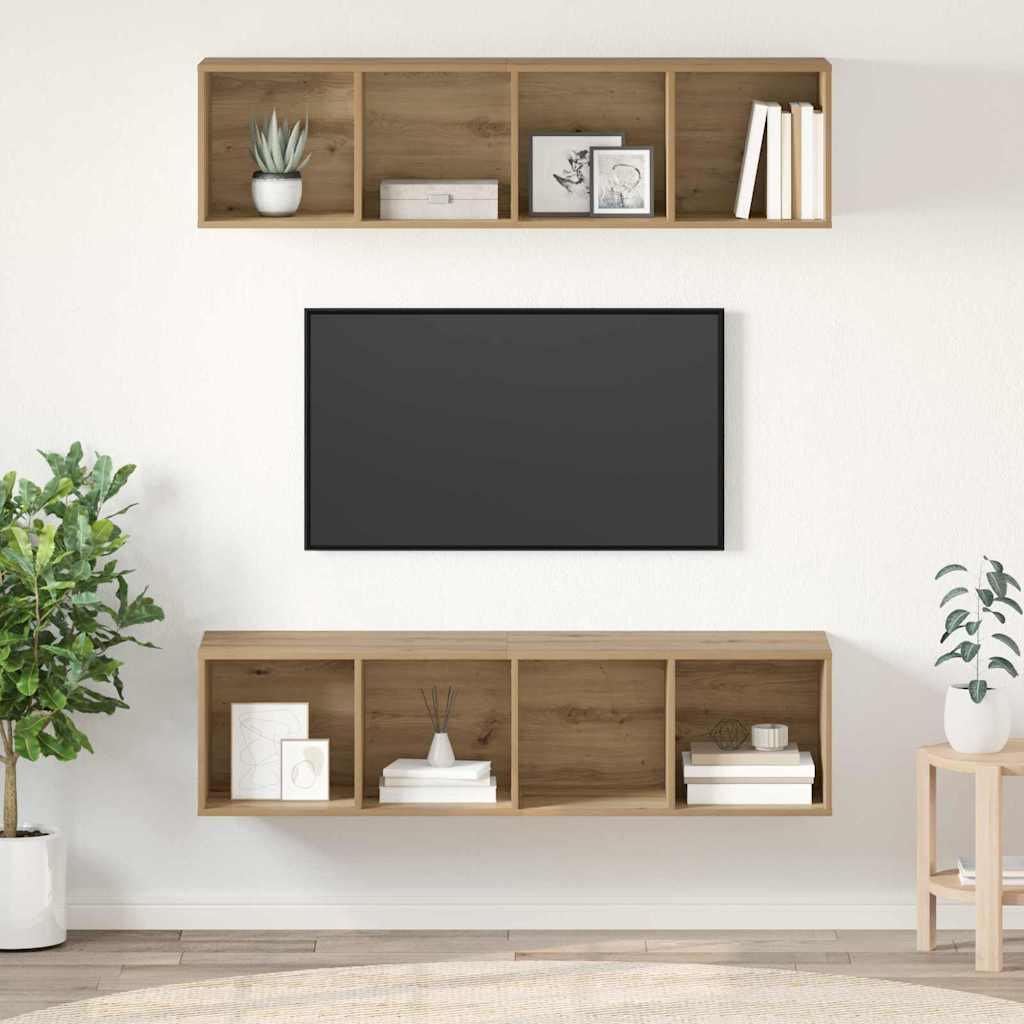 Tv-meubelset 2 pcs Artisan Eiken 37 x 37 x 142,5 cm is nu te koop bij PeponiXL, paradijselijk wonen!
