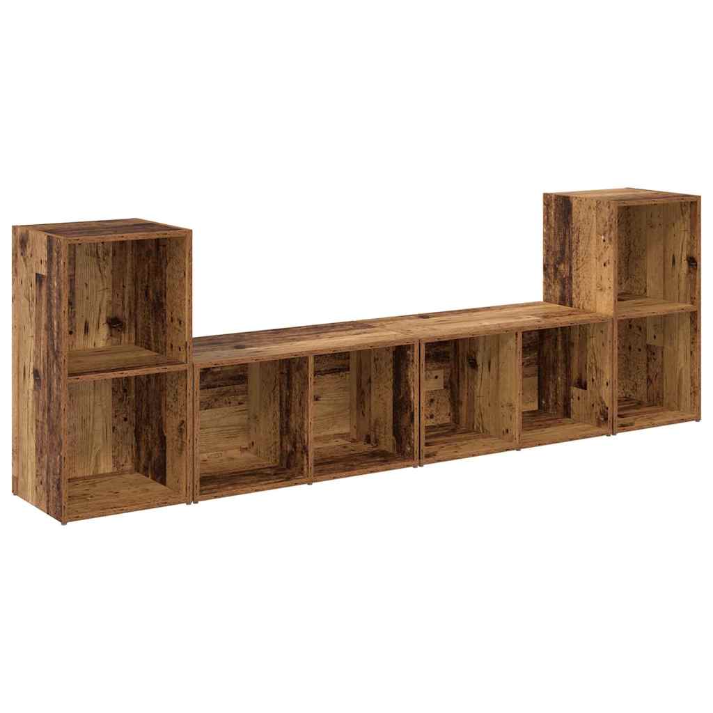 Tv-meubelset 4 pcs Oud Hout 37 x 37 x 72 cm Bewerkt hout is nu te koop bij PeponiXL, paradijselijk wonen!