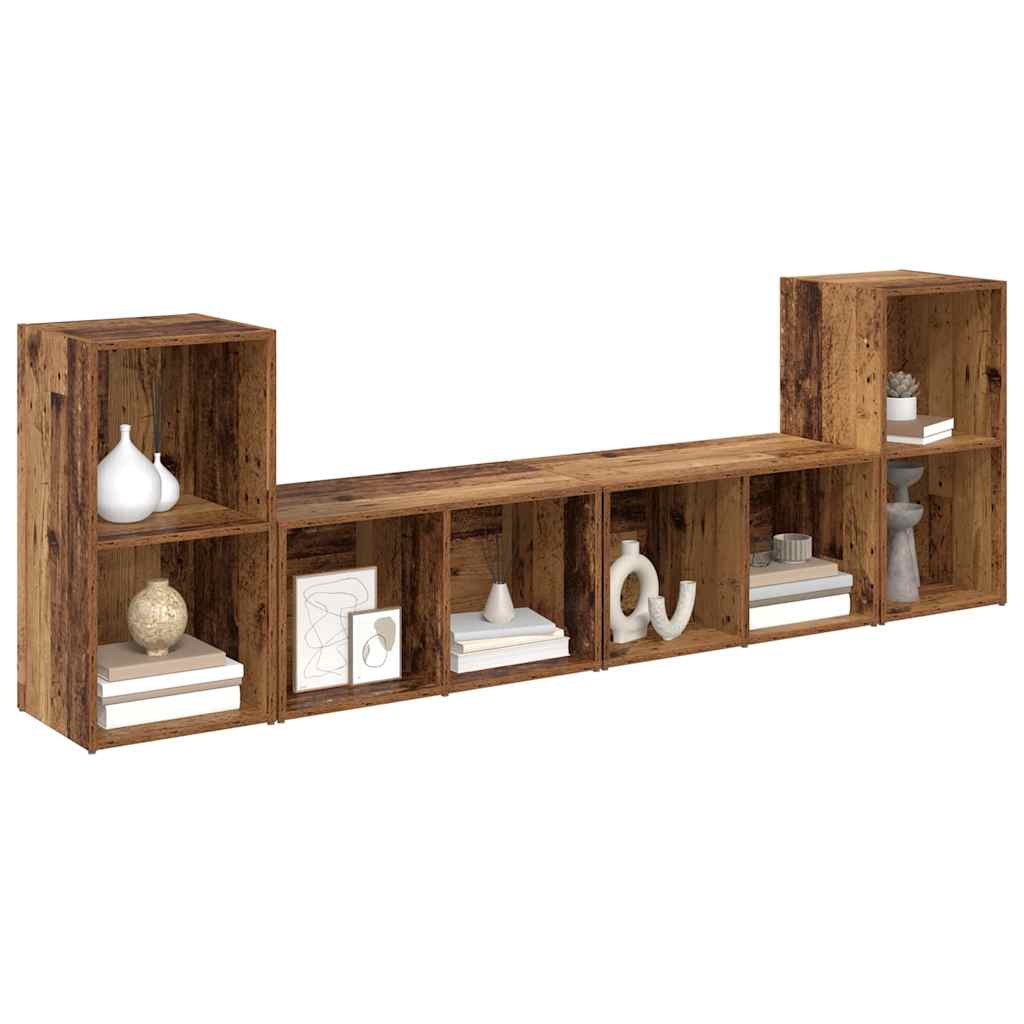 Tv-meubelset 4 pcs Oud Hout 37 x 37 x 72 cm Bewerkt hout is nu te koop bij PeponiXL, paradijselijk wonen!
