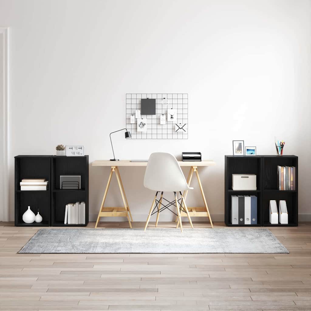 Tv-meubelset 4 pcs Zwart Eiken 37 x 37 x 72 cm Bewerkt hout is nu te koop bij PeponiXL, paradijselijk wonen!