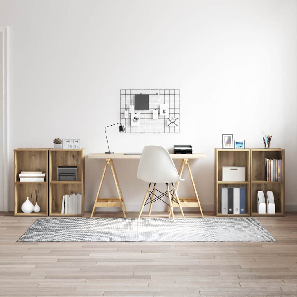 Tv-meubelset 4 pcs Artisan Eiken 37 x 37 x 72 cm Bewerkt hout is nu te koop bij PeponiXL, paradijselijk wonen!